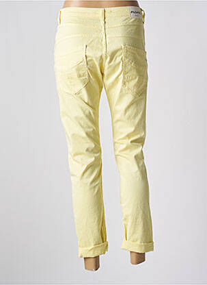 Jeans coupe slim stretch taille haute jaune PLEASE femme