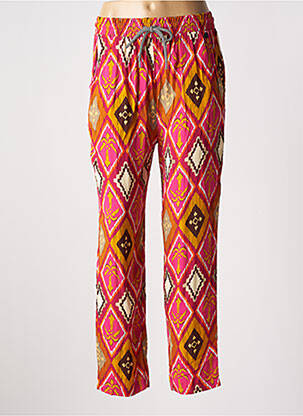 Pantalon droit tissage crêpe taille normale rose BSB femme