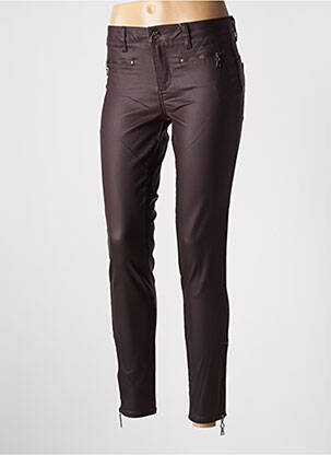 Pantalon 7/8 fermeture zippée sous rabat boutonné marron LIU  JO femme