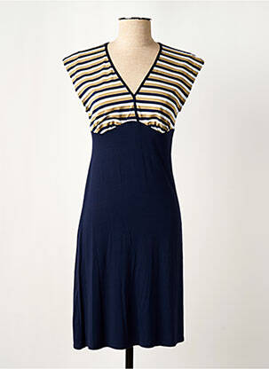 Robe mi-longue manches courtes manches courtes bleu ANTIGEL femme