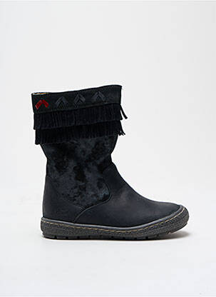 Bottes tissage satiné bout rond noir ACHILE fille