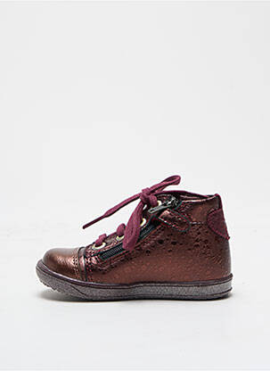 Bottillons tissage satiné bout rond violet LITTLE MARY fille