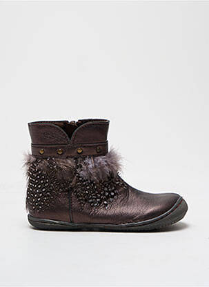Bottines/boots matière lisse bout rond marron LITTLE MARY fille