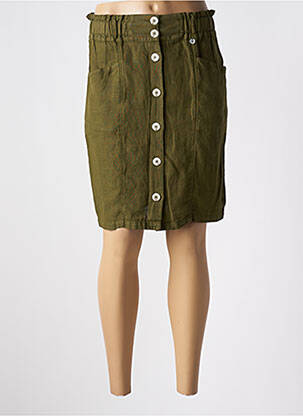 Jupe mi-longue taille haute vert ONE STEP femme