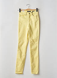 Pantalon slim tissage popeline taille haute jaune GUESS femme