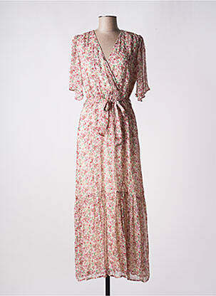 Robe longue manches courtes manches courtes rose GRACE & MILA femme