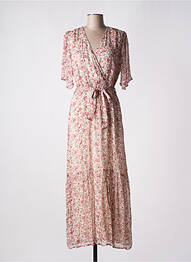 Robe longue manches courtes manches courtes rose GRACE & MILA femme