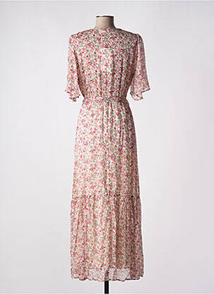Robe longue manches courtes manches courtes rose GRACE & MILA femme