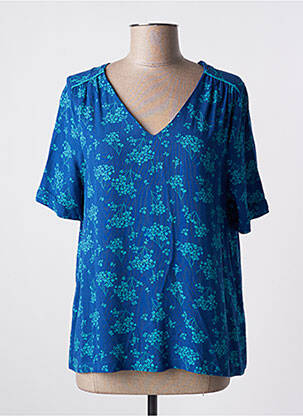 Blouse imprimé fleurs manches courtes bleu ÉTYMOLOGIE femme