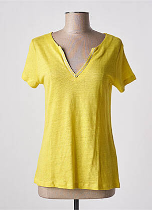 Top coupe fluide manches courtes jaune MALOKA femme