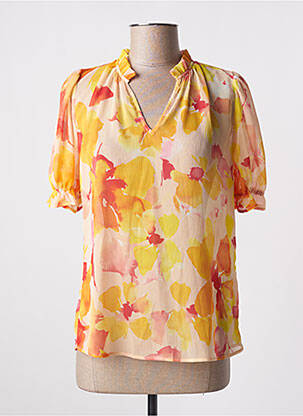 Blouse légère et transparente manches courtes orange MORGAN femme