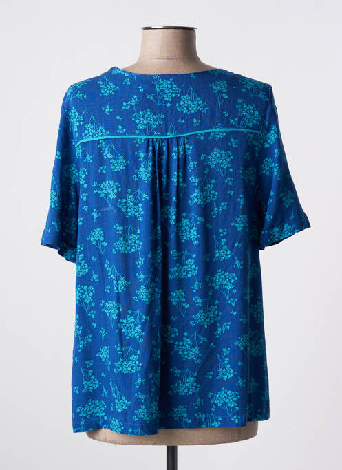 Blouse imprimé fleurs manches courtes bleu ÉTYMOLOGIE femme