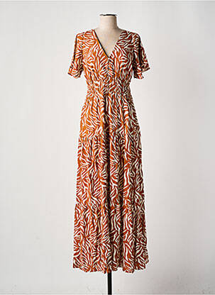 Robe longue manches courtes manches courtes marron GARCIA femme