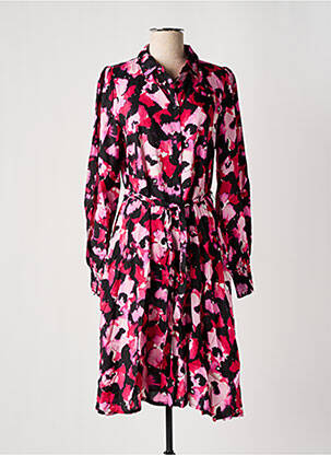 Robe mi-longue imprimé fleurs manches longues rose KAFFE femme