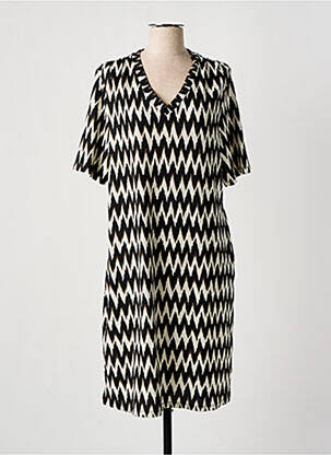 Robe mi-longue tissage crêpe manches courtes noir GARCIA femme