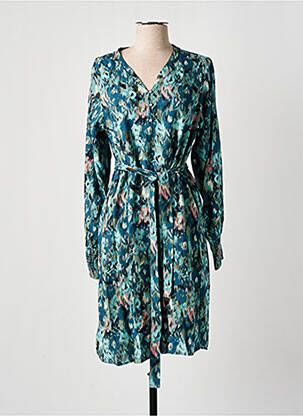 Robe mi-longue imprimé fleurs manches longues bleu GARCIA femme