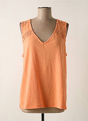 Top col v sans manche orange GARCIA femme