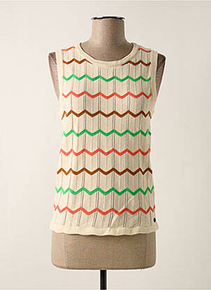 Pull coupe droite sans manche beige GARCIA femme