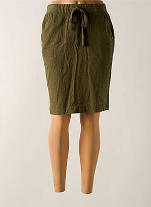 Jupe mi-longue taille haute vert KAFFE femme