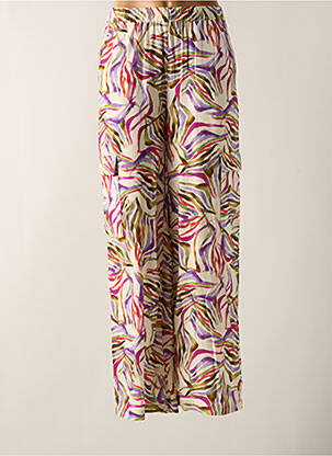 Pantalon large tissage popeline taille haute blanc SURKANA femme
