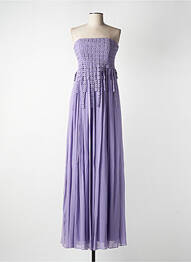 Robe longue tissage crêpe sans manche violet NISSA femme