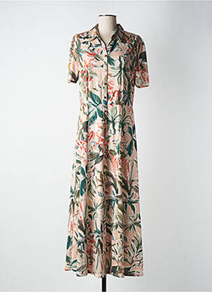Robe longue manches courtes manches courtes rose K-DESIGN femme
