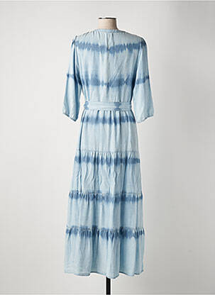 Robe longue coupe cintrée manches 3/4 bleu K-DESIGN femme
