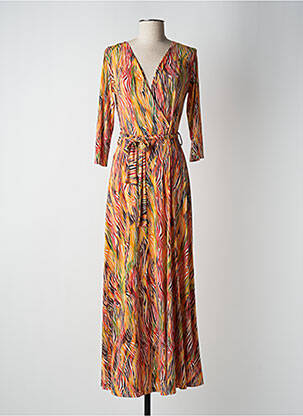 Robe longue coupe cintrée manches 3/4 jaune FIFILLES femme