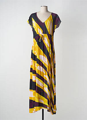 Robe longue manches courtes manches courtes jaune CHACOK femme