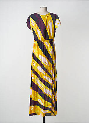 Robe longue manches courtes manches courtes jaune CHACOK femme