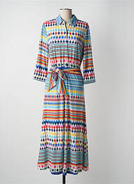 Robe longue coupe fluide manches 3/4 bleu K-DESIGN femme