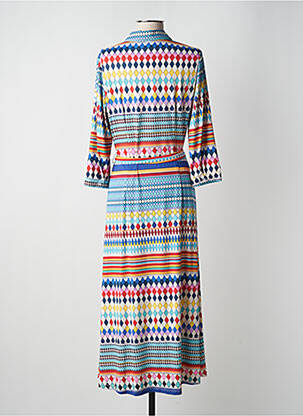 Robe longue coupe fluide manches 3/4 bleu K-DESIGN femme