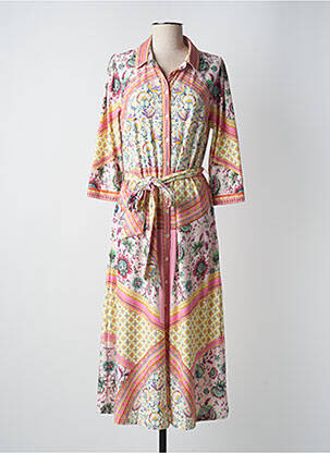 Robe longue manches longues manches longues jaune K-DESIGN femme