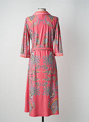 Robe mi-longue coupe fluide manches longues rose K-DESIGN femme