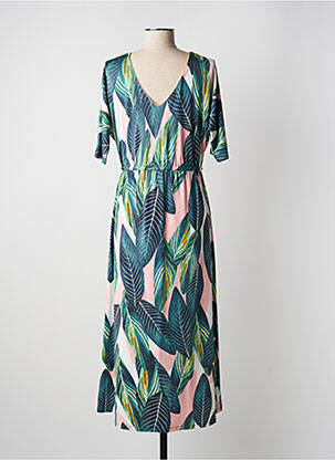 Robe longue manches courtes manches courtes vert K-DESIGN femme