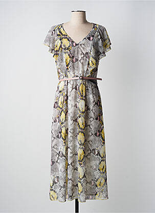 Robe longue manches courtes manches courtes jaune DIVAS femme