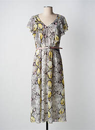 Robe longue manches courtes manches courtes jaune DIVAS femme