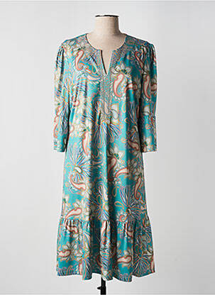 Robe mi-longue manches 3/4 manches 3/4 bleu K-DESIGN femme