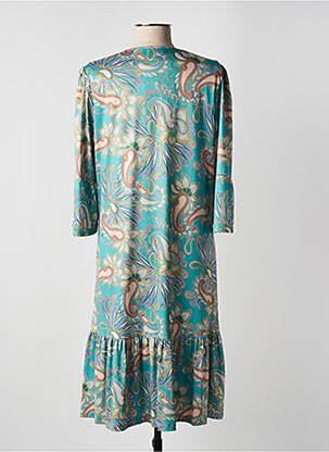Robe mi-longue manches 3/4 manches 3/4 bleu K-DESIGN femme