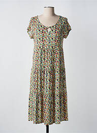 Robe mi-longue manches courtes manches courtes vert BARANDI femme