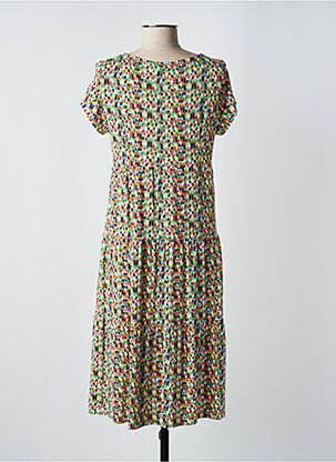 Robe mi-longue manches courtes manches courtes vert BARANDI femme
