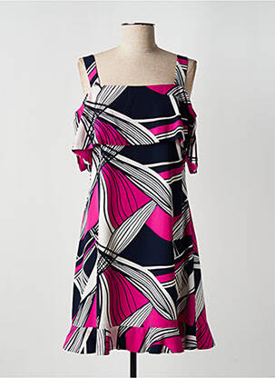 Robe mi-longue imprimé fantaisie fines bretelles rose MICHAELA LOUISA femme