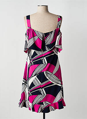 Robe mi-longue imprimé fantaisie fines bretelles rose MICHAELA LOUISA femme