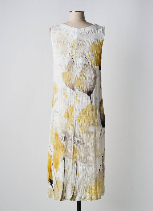 Robe mi-longue imprimé fleurs sans manche jaune DOLCEZZA femme