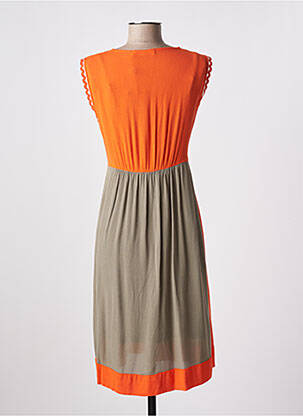Robe mi-longue coupe fluide sans manche orange POUPEE CHIC femme