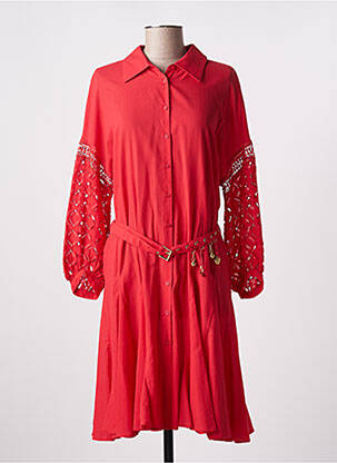 Robe mi-longue coupe évasée manches longues rouge FUEGO WOMAN femme