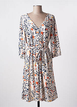 Robe mi-longue manches 3/4 manches 3/4 beige K-DESIGN femme