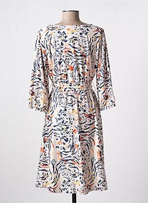 Robe mi-longue manches 3/4 manches 3/4 beige K-DESIGN femme