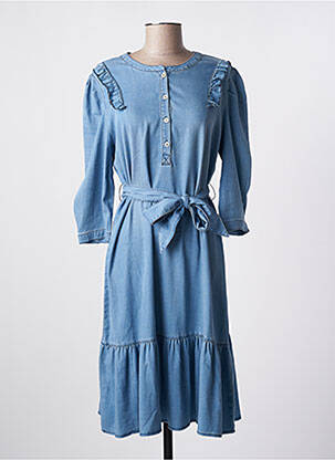 Robe mi-longue manches 3/4 manches 3/4 bleu K-DESIGN femme