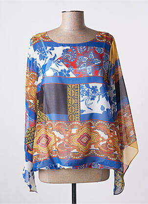 Blouse légère et transparente manches 3/4 bleu BLEU D'AZUR femme